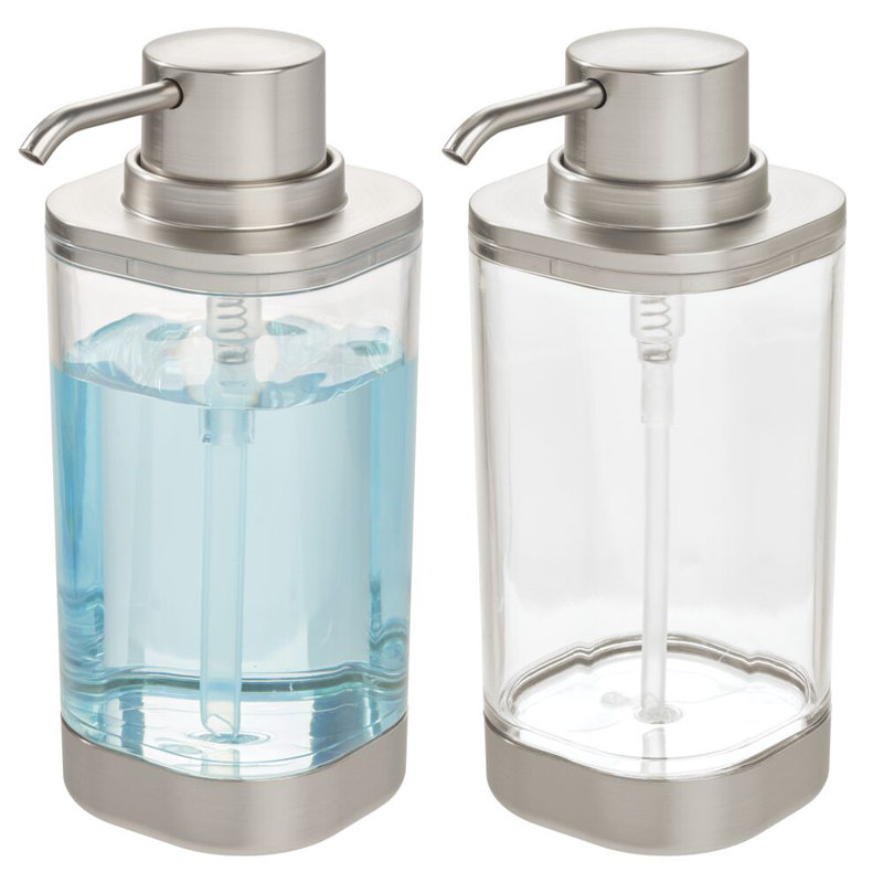 Distributeur de savon liquide iDesign pour comptoir de salle de bain ou évier de cuisine - Peut contenir un savon à main ou à vaisselle et un assainisseur