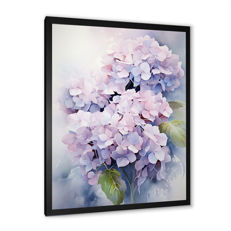 «Maybeck», impression sur toile «Hydrangea Graceful Whispers», H 20 po x l 12 po x P 1 po, Cadre simple noir