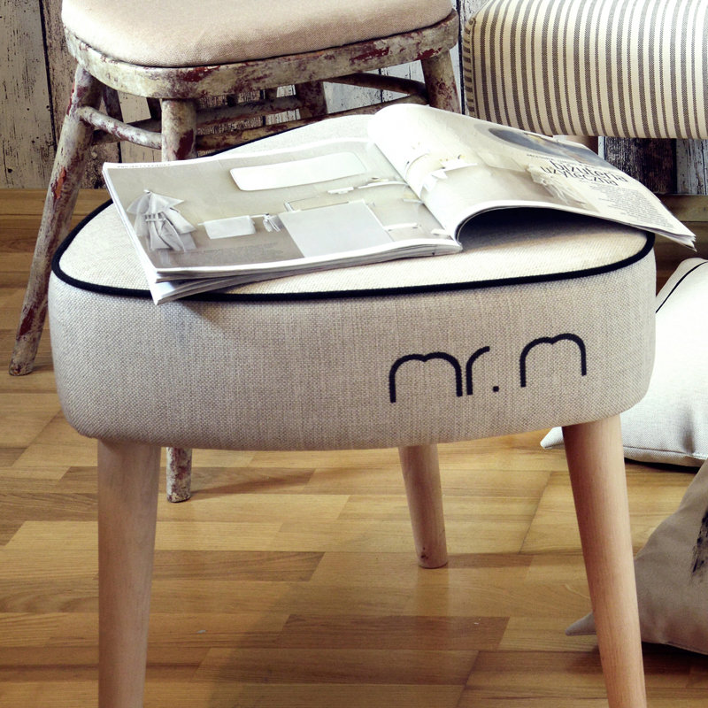 Manufactured Wood Accent Stool, Grey/Pink