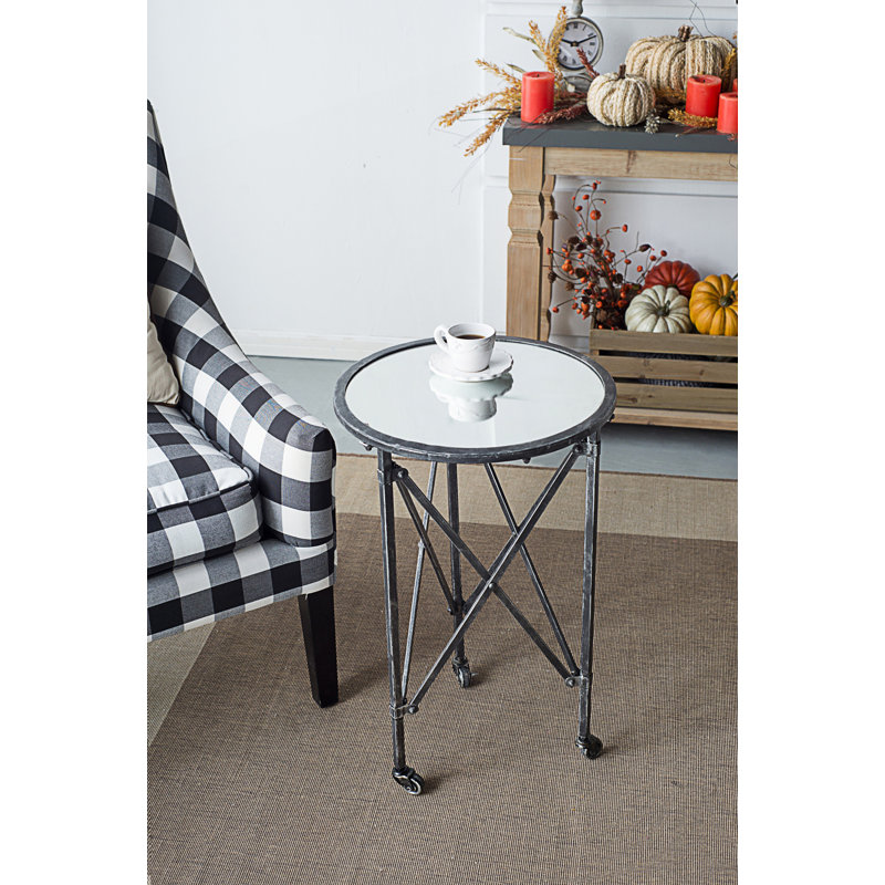 Table d'appoint avec plateau en verre lisse
