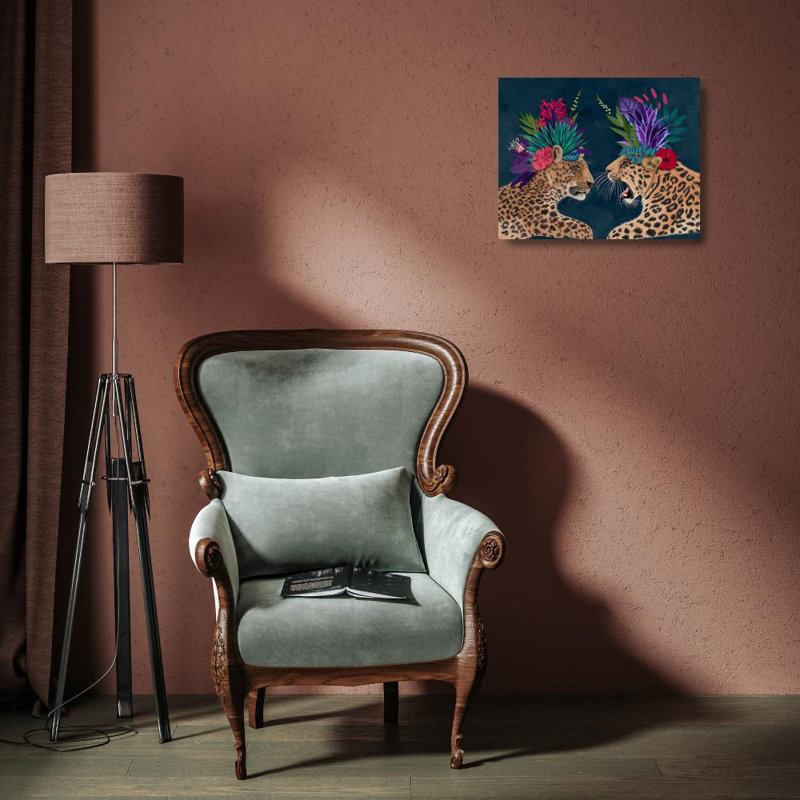 «Bungalow Rose Fab», reproduction d'art sur toile tendue sous le titre: Hot House Leopards, paire, foncé, H 15 po x l 18 po