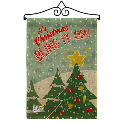 Bling de noël sur 2 côtés en toile jute 19 po x l 13 po drapeau de jardin