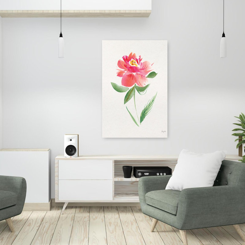 Art contemporain de jardin rose II, H 36 po x l 24 po
