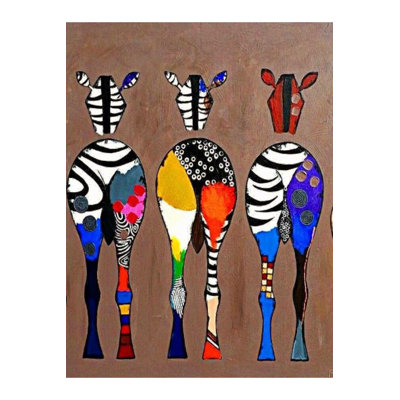 Northern Collection Three Zebras Patterned Woven Base Decorative Rug
