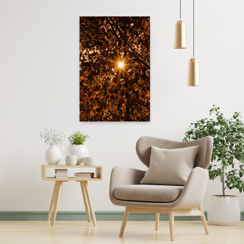 Guanella Pass Sunburst II, art contemporain abstrait d'automne serein et naturel, H 36 po x l 24 po