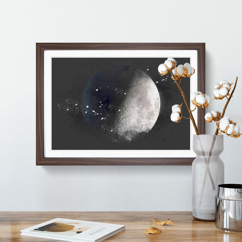 First Quarter of the Moon - Picture Frame Graphic Art Print, 62cm H x 87cm W x 2cm D, Walnut Framed