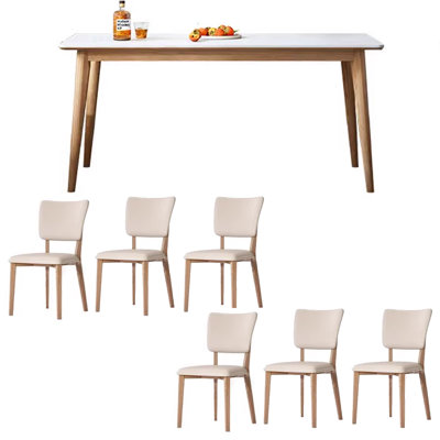 Ash wood Nordic style rectangular slate table