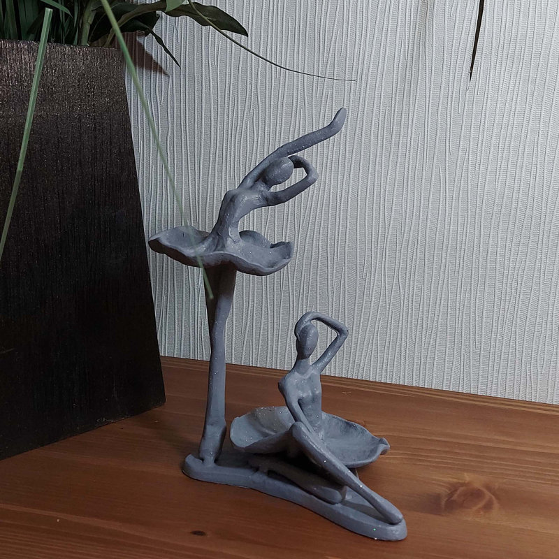 Christina BALLET PAIR Iron Figurine 21cm, Grey Shimmer