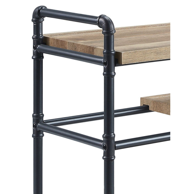 Hankey Etagere Bookcase in Oak and Sandy Black, (3 Shelves) 32" H x 48" W x 16" D 1