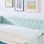 Lit de jour pleine grandeur, lit de jour convertible rembourré avec dossier capitonné, canapé-lit polyvalent 3 en 1 avec lit gigogne escamotable et rangement latéral, parfait pour un salon compact en cyan-1012118786