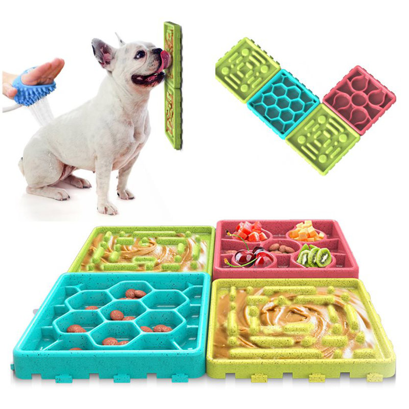 Multicolor Slow Feeding Dog Mat and Tray Set with Suction