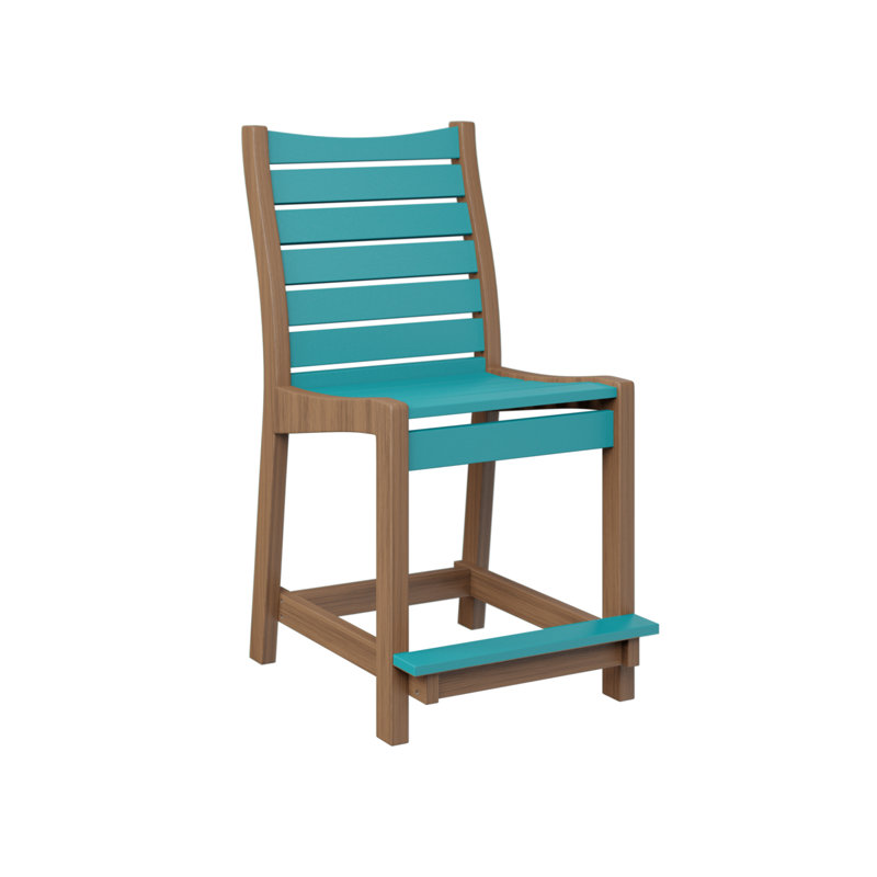 Bristol Outdoor Bar Stool, Aruba Blue, Antique Mahogany