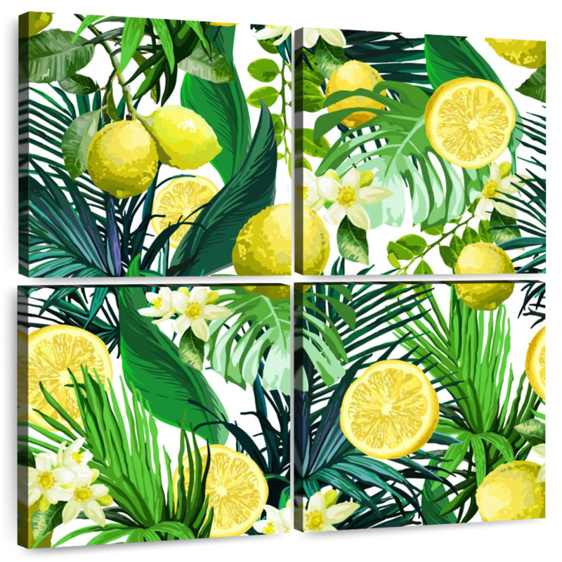 Yarlin, feuilles et citrons, H 32 po x l 32 po