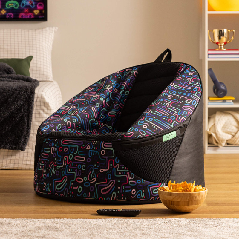 Bean Bag Bazaar Meta Gaming Recliner, Black/Blue/Pink