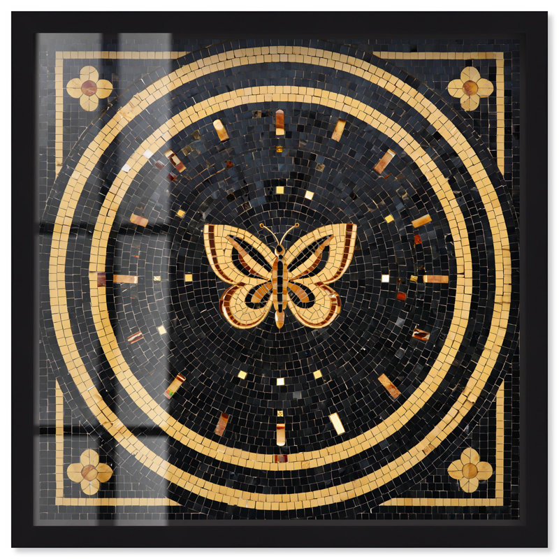 «Butterfly Mosaic Art Shadowbox» par Art Remedy, H 13 po x l 13 po, Noir