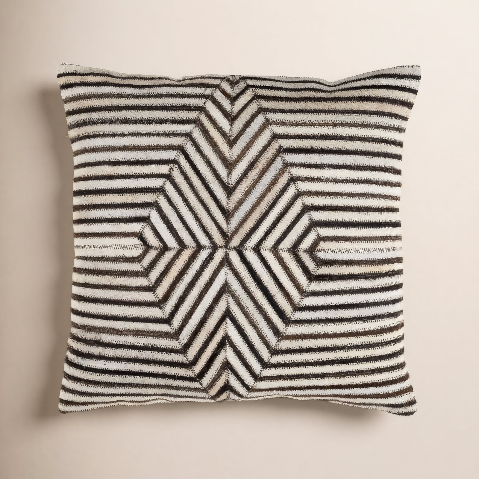 Coleridge 20" x 20" Cotton Throw Pillow, Down, Dark Brown/Cream Stripped
