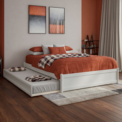 Lit plateforme en bois massif avec lit gigogne assorti Lamariah