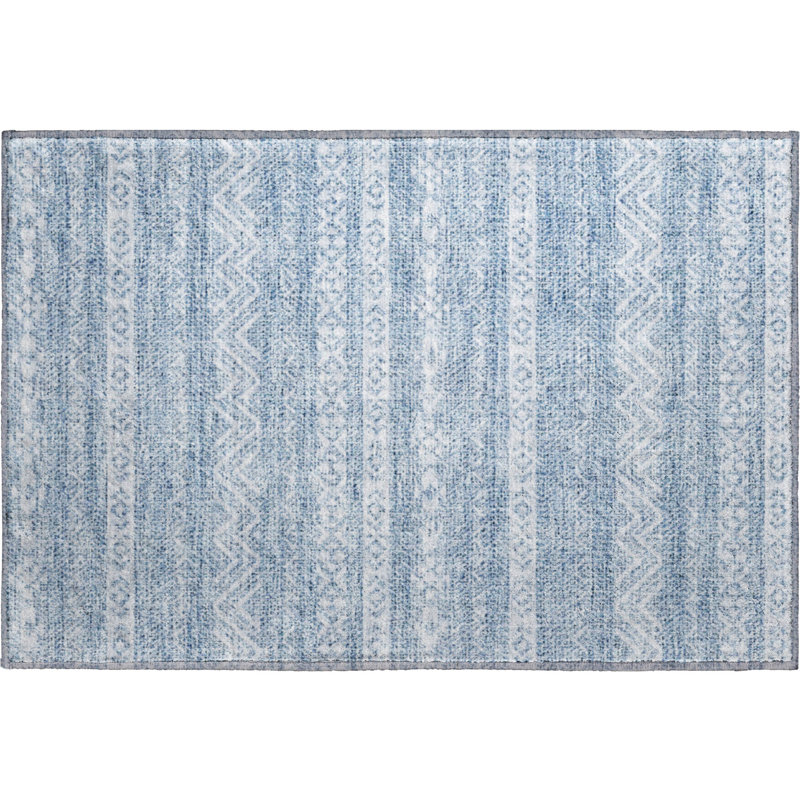 Premium Machine Washable Prisco Blue Rug, Rectangle 1'8" x 2'6"