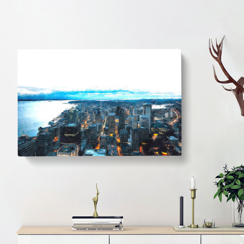 The Seattle Washington Skyline - Wrapped Canvas, 50cm H x 76cm W x 3cm D