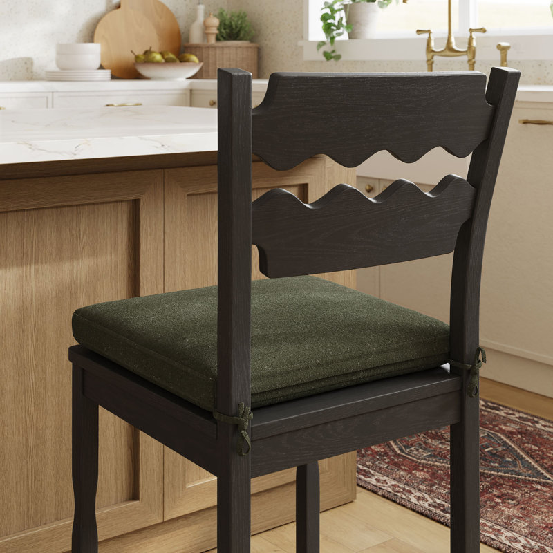 Tabouret de comptoir en bois de chêne Jax, Tabouret de bar (siège d'une hauteur de 29,1 po), Siège sauge / cadre noir