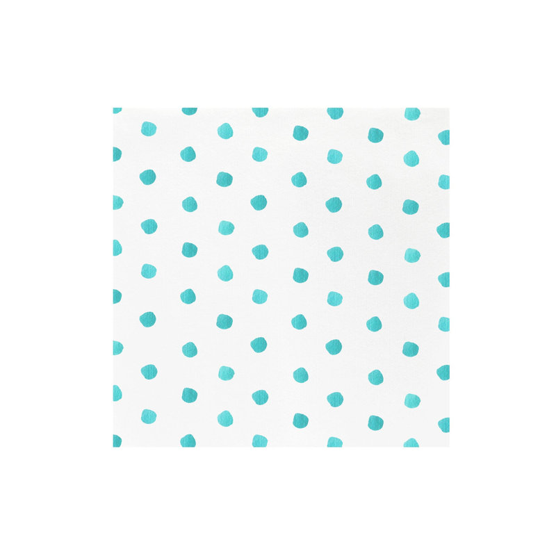 Papersoft Spunlace Polka Dots Square Napkin, Aqua, 16" Square
