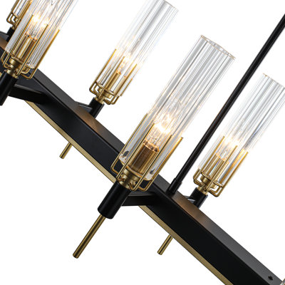 10-Light Dimmable Linear Kitchen/Island Chandelier