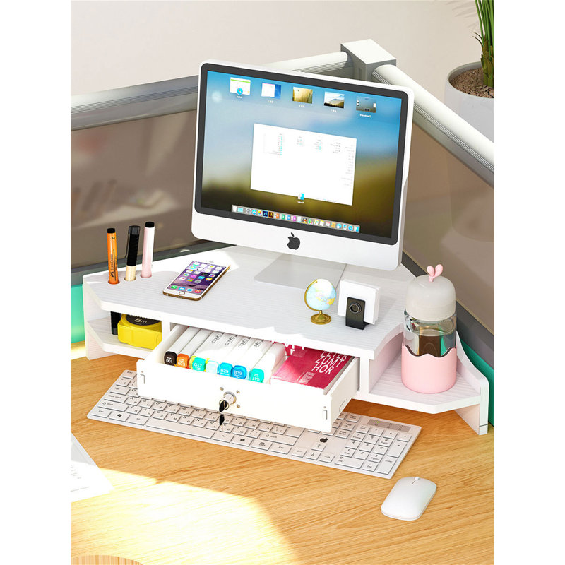 Support de coin pour écran d'ordinateur de bureau, Blanc