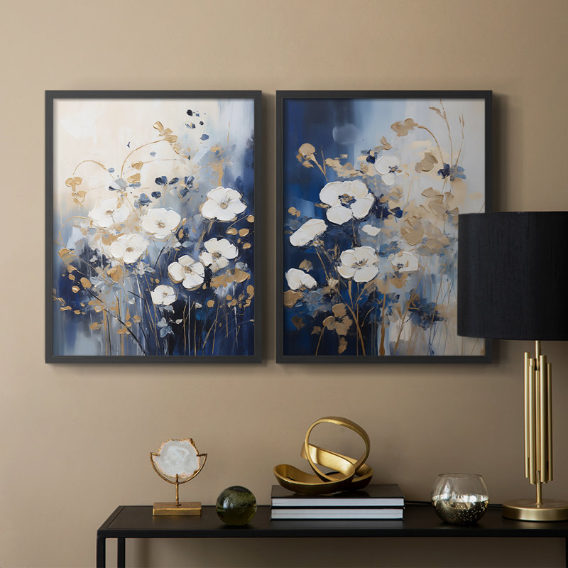 FLORAL Series CECII - Impression encadrée de qualité supérieure - prête à être accrochée - aucun clou requis - aucun clou requis
