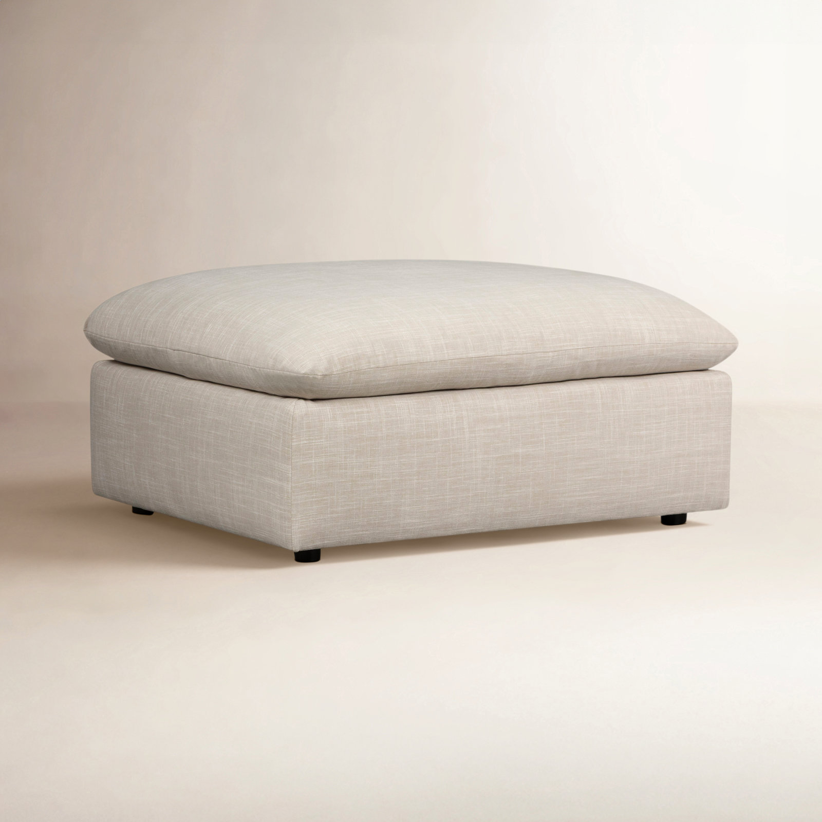 Kallie 38" Ottoman, Lena Sand Performance Linen Blend