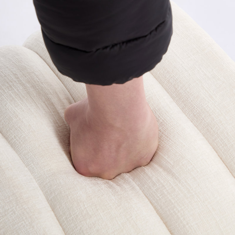 Repose-pieds en U capitonné de 19,3 po de largeur Rienna, Chenille blanche