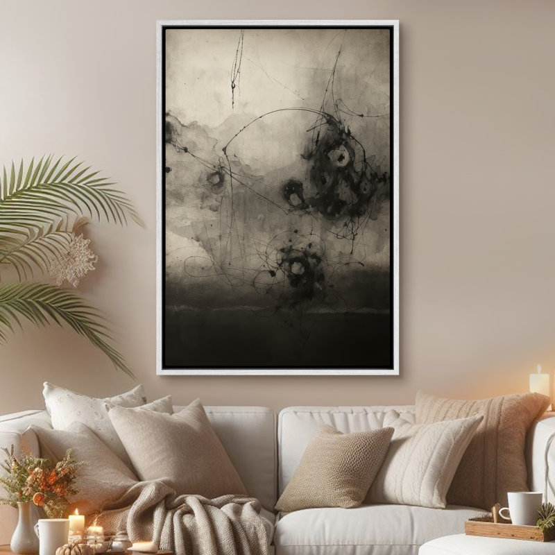 Art mural encadré abstrait rétro antique classique pour chambre à coucher, H 24 po x l 16 po, Blanc