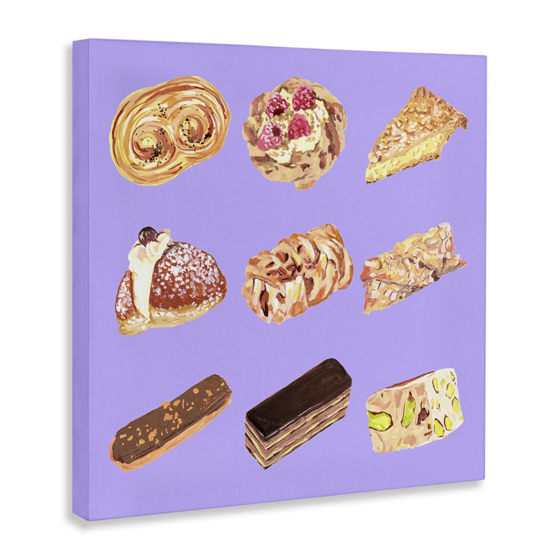 Boulangerie sur toile mauve, design par Melissa Wang, H 24 po x l 24 po