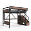 Lit mezzanine en métal pleine grandeur avec glissière et escalier de rangement pour enfants Titan-133276934