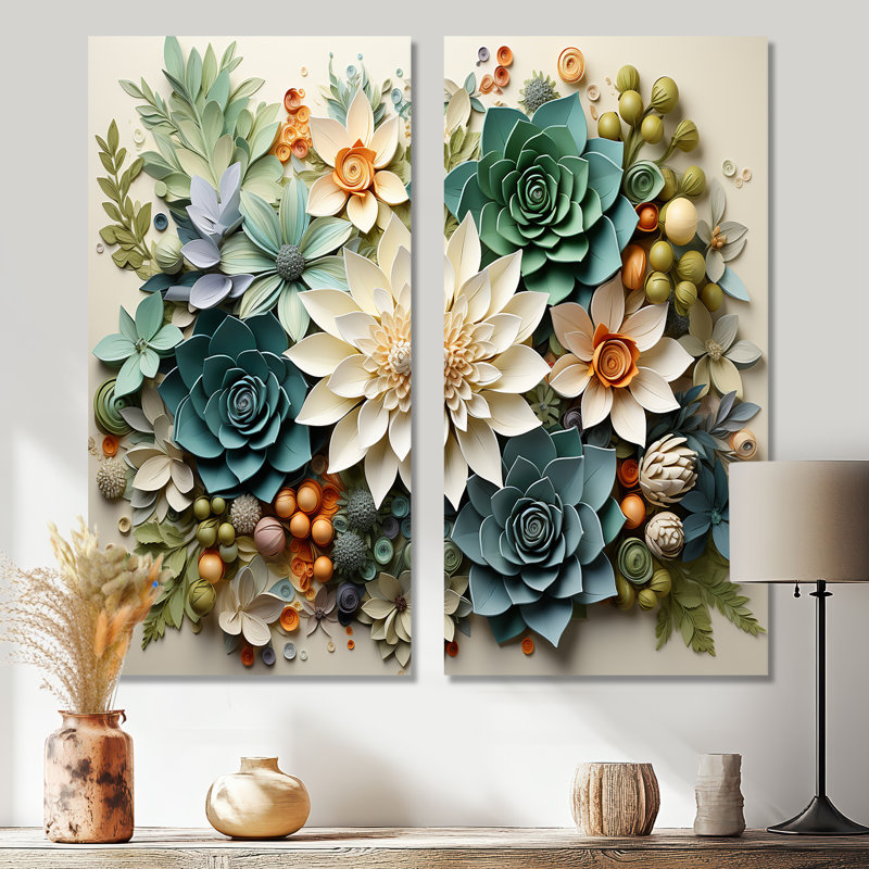 Plantes vertes succulentes sereines VI - Fleurs murales succulentes, H 20 po x l 24 po, Toile tendue, Ne s’applique pas