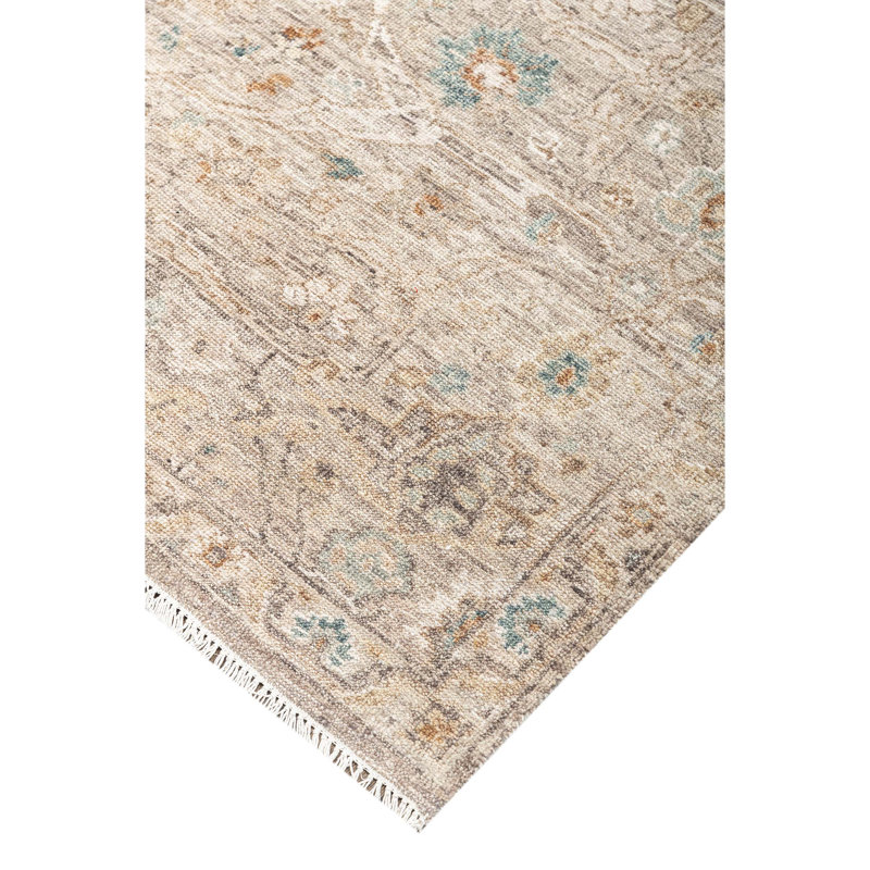 Hand Knotted Wool Abstract Area Rug in Beige/Gray, Rectangle 10' x 14'