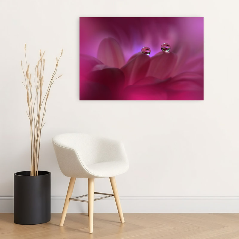 Magenta Petal Drops Delicate Romantic Serene Flower Nature Wall Art Print 1 Piece Wrapped Canvas Wall Art