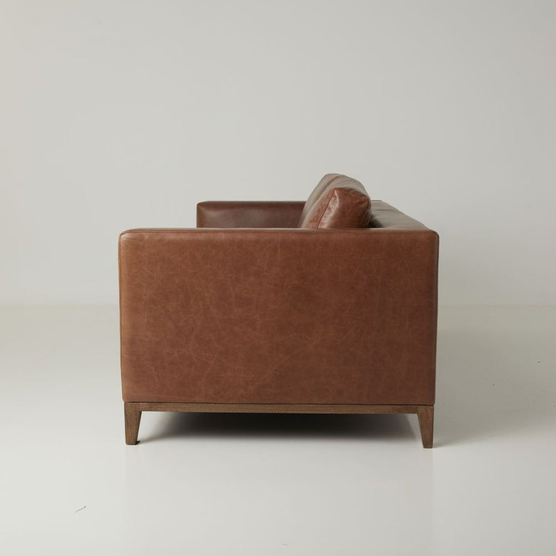 La Roux Leather Sofa, Caramel, Brown Genuine Leather