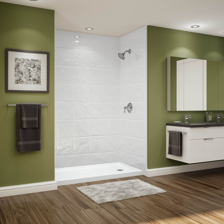 12x12 Tile White Acrylic Alcove Shower Walls