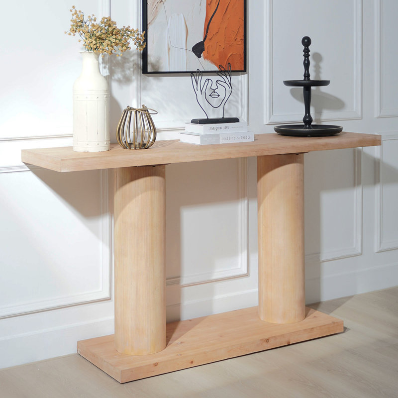Console 59 "en bois minimaliste moderne avec colonne à piédestal - Élégante décoration décorative pour l'entrée, le salon et le couloir
