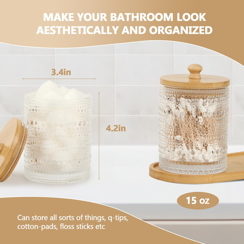 3 Pack Cotton Swab Holder, Bathroom Organizers And Storage, Cotton Round Holder Floss Pick Holder Cotton Ball Holder With Tray