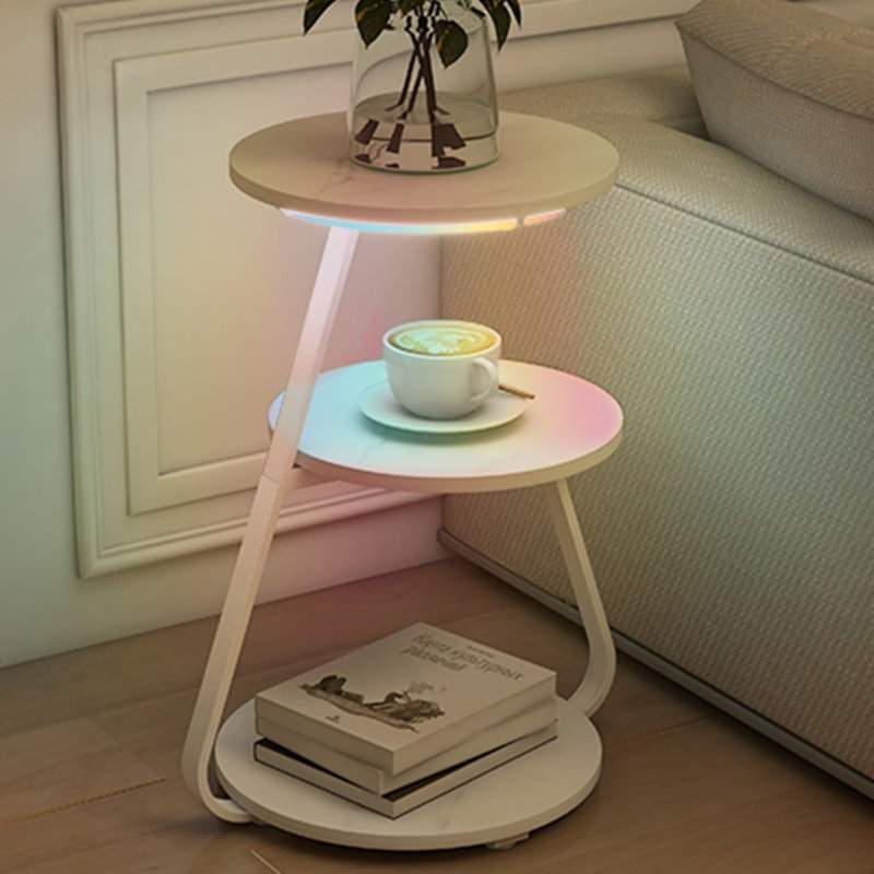 Four Leg Coffee Table with Storage, White, White