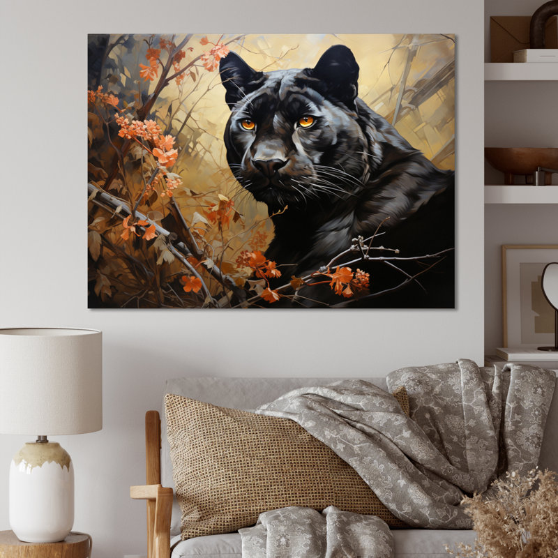 «Bethanni Black Panther Collage of Nature», reproduction sur toile, H 24 po x l 32 po x P 1 po, Toile tendue