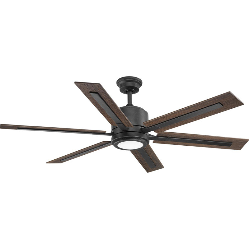 Glandon 60'' Ceiling Fan with LED Lights, Gilded Iron with Toasted Oak Driftwood