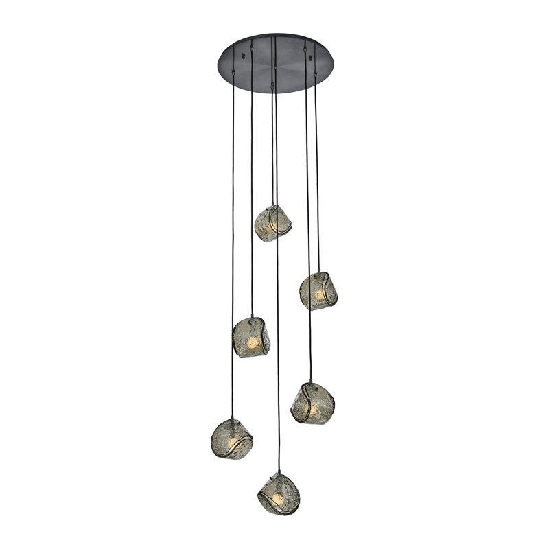 Lustre 6 lumières (40 watts) en nickel noir Pallina, Six lumières, Noir satiné / nickel, H 7,5 po x l 24 po x P 24 po