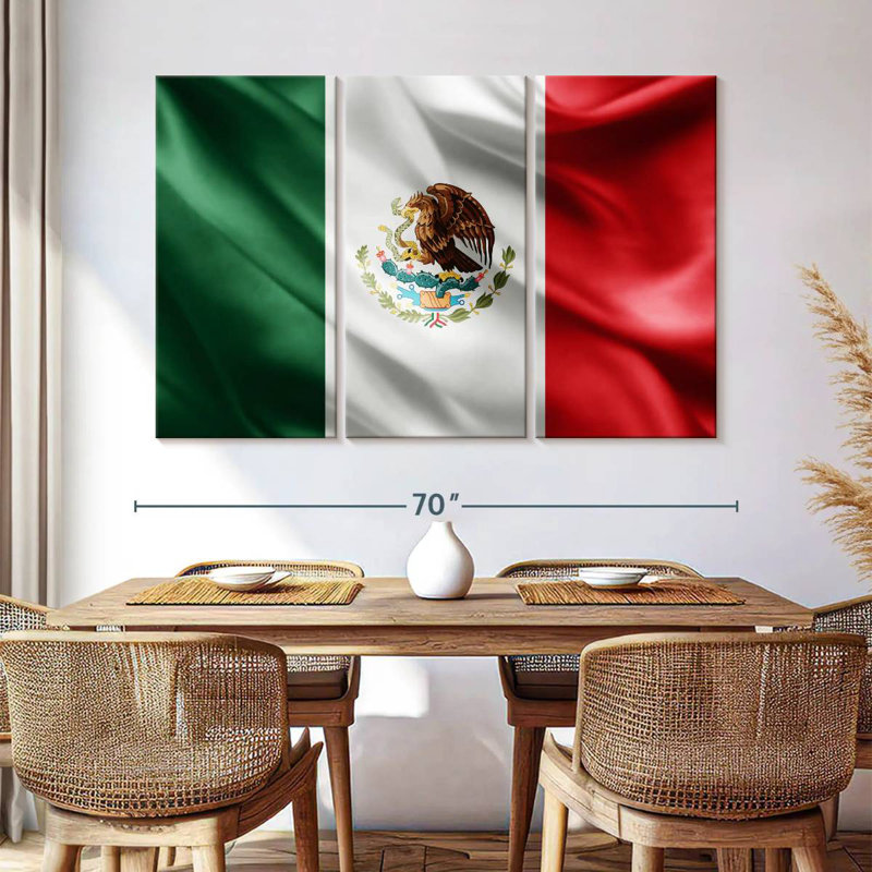 Borges Silk Mexican Flag, 42" H x 65" W
