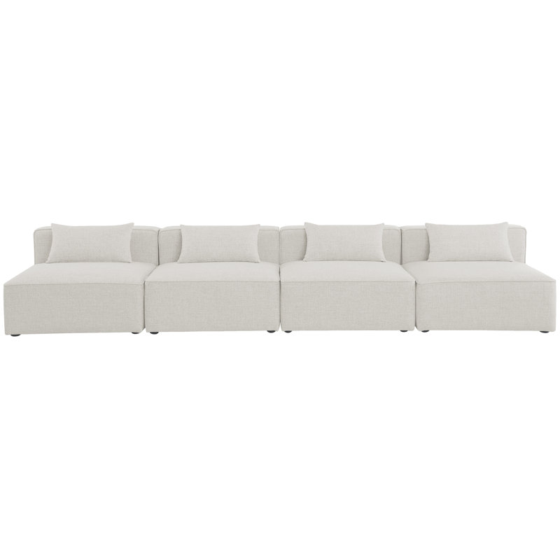 Canapé modulaire Cube, Tissu crème texturé en lin