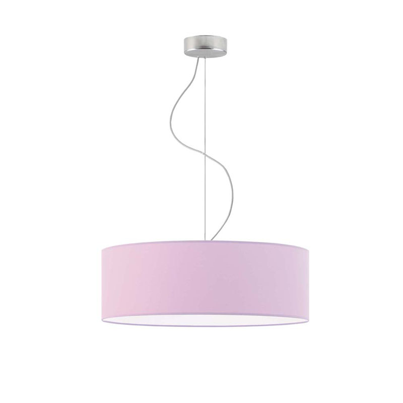 Aubryelle 3 - Light Drum Pendant, 120cm H x 50cm W x 50cm D, Light Violet, Brushed Steel