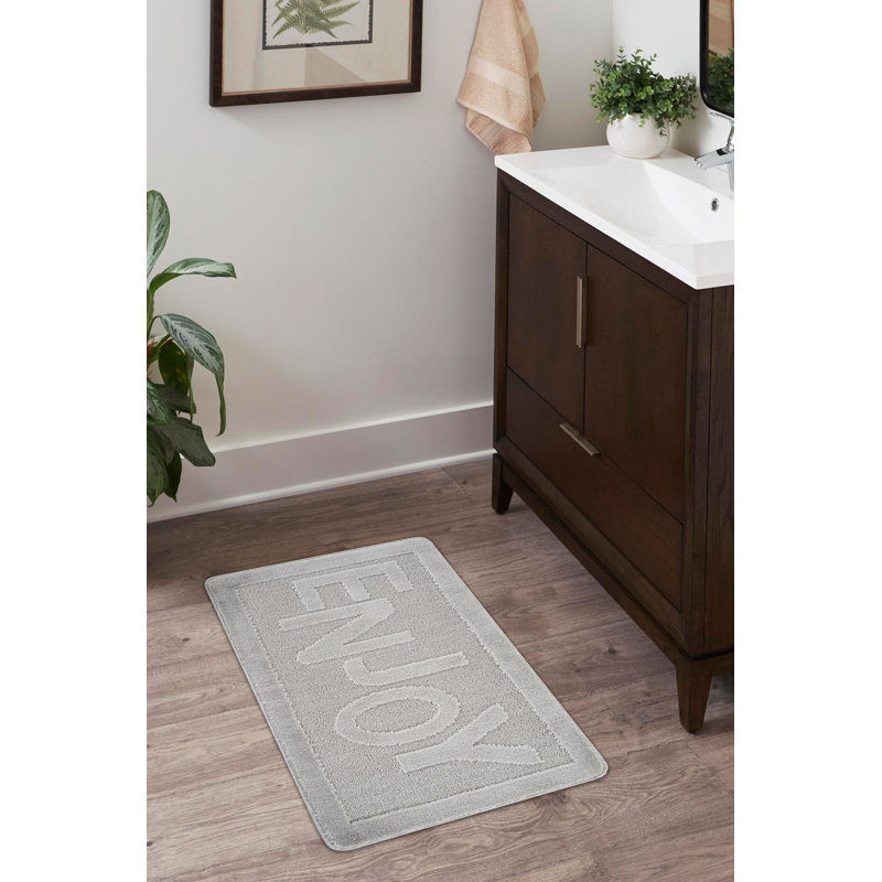 Tapis de bain antidérapant, gris, 23,6 po x 39,4 po | 100% polypropylène, épaisseur totale de 10 mm, 1 300 g / m² | Lavable à la machine à 30 ° F, passer l'aspirateur | Parfait pour la sécurité et le confort de la salle de bain, conception durable