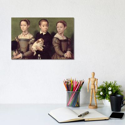 Two Sisters And A Brother Of The Artist by Sofonisba Anguissola - Wrapped Canvas Painting