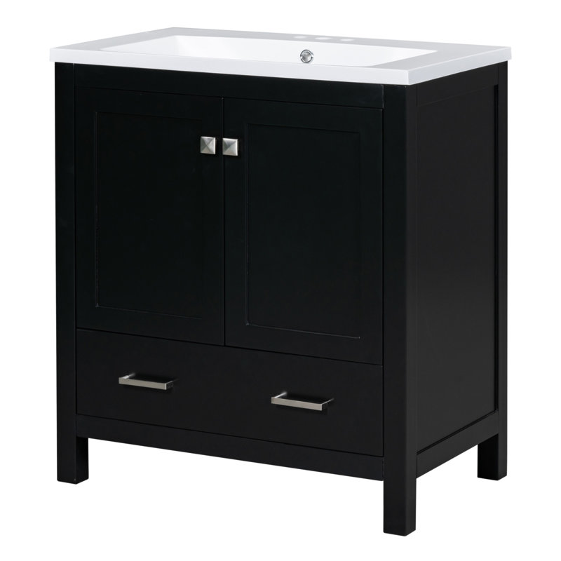 Base de meuble-lavabo simple 17,5 po seulement, Argent, Noir
